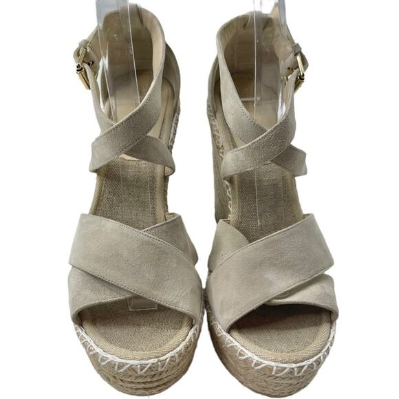 NWOT Club Monaco fleuris suede wedge platform espadrille sandals women sz 38 - Picture 2 of 13